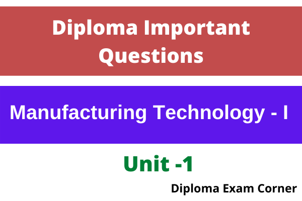 Diploma Manufacturing Technology 1 N Scheme important questions Unit 1