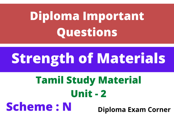 Diploma Strength of Materials Tamil Notes- Unit 2 Three marks Tamil Medium