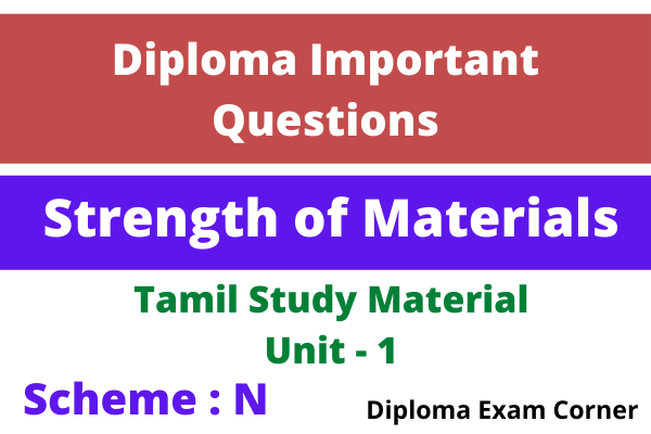 Diploma Strength of Materials Tamil Notes- Unit 1 Three marks Tamil Medium