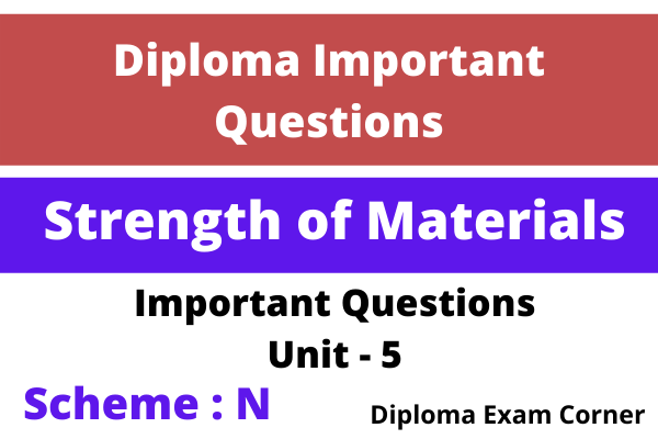 Diploma Strength of Materials Important Questions Unit 5