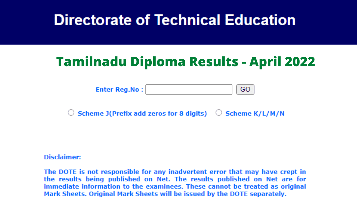 diploma result april 2022 tamil nadu Updates